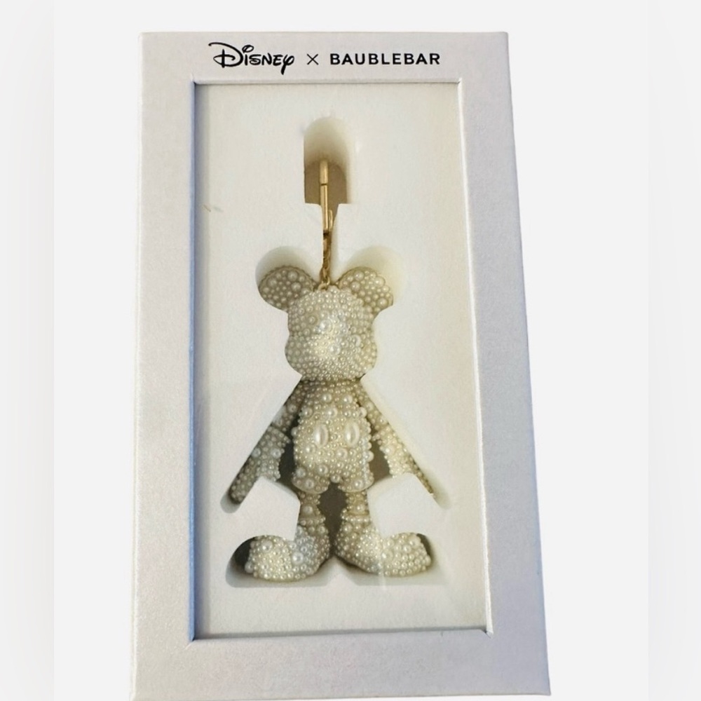Disney X Baublebar Ivory Pearl Mickey Mouse Bag Charm Keychain RARE